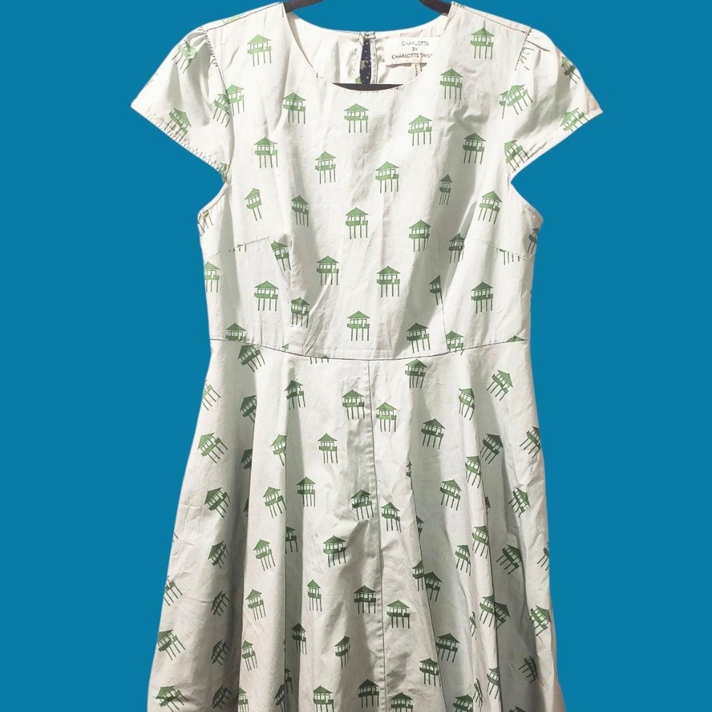 Anthropologie Charlotte By Charlotte Taylor Pagoda Print Fit N Flare Dress - Picture 8 of 8